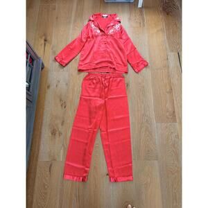 New Life Red 100% Silk Pajama Set Luxury Loungewear Elegant Size Large NWOT